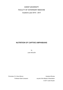 Nutrition of Captive Amphibians