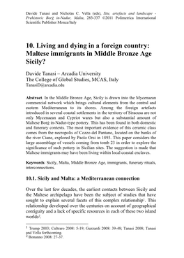 Maltese Immigrants in Middle Bronze Age Sicily?