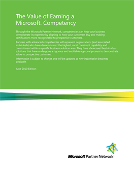 The Value of Earning a Microsoft® Competency | 2