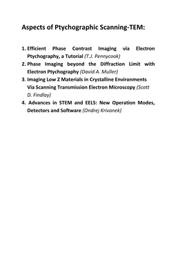 Aspects of Ptychographic Scanning-TEM