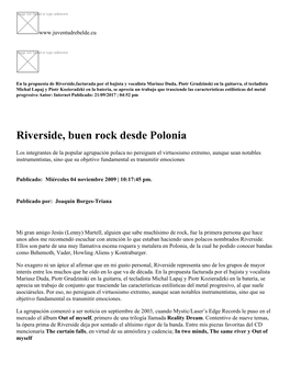 Riverside, Buen Rock Desde Polonia