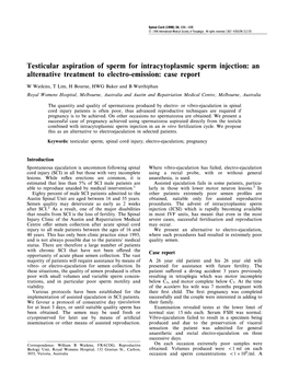 Testicular Aspiration of Sperm for Intracytoplasmic Sperm Injection: an Alternative Treatment to Electro-Emission: Case Report