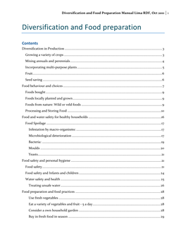 Diversification and Food Preparation Manual Lima RDF, Oct 2011 1