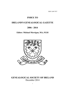 Index to Ireland's Genealogical Gazette 2006