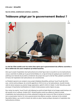 Tebboune Piégé Par Le Gouvernement Bedoui ?