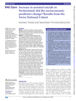 Increase in Assisted Suicide in Switzerland: Did the Socioeconomic Predictors Change? Results from the Swiss National Cohort