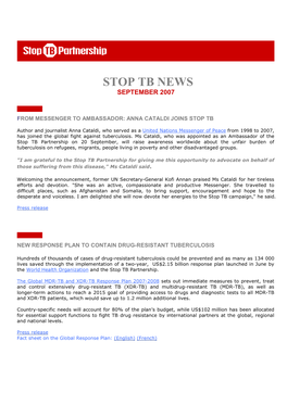 Stop Tb News September 2007