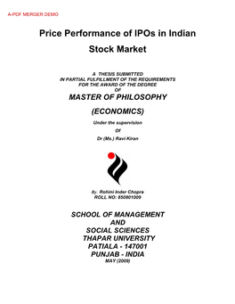 Price Performance of Ipos in Indian Stock Market