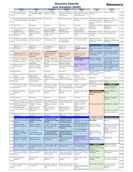 Discovery Channel June Schedule