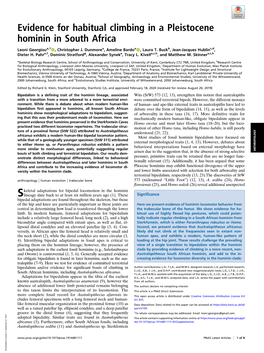 Evidence for Habitual Climbing in a Pleistocene Hominin in South Africa