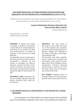 P Ágina 5 LOS HOSPITALES DE LAS POBLACIONES SANTIAGUISTAS