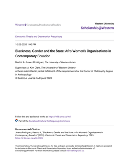 Afro Women's Organizations in Contemporary Ecuador