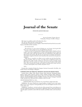 Twenty-Seventh Day Senate Journal