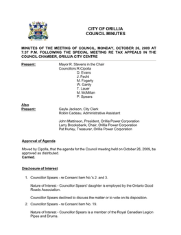 City of Orillia Council Minutes