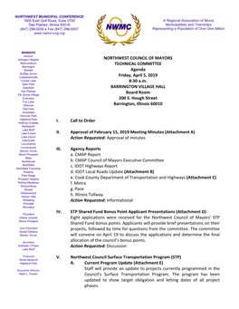 NORTHWEST COUNCIL of MAYORS TECHNICAL COMMITTEE Agenda