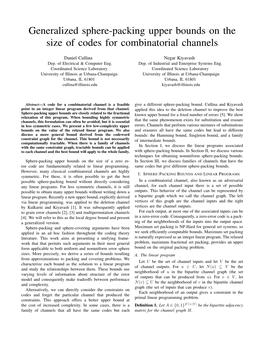 Generalized Sphere-Packing Upper Bounds on the Size of Codes for Combinatorial Channels