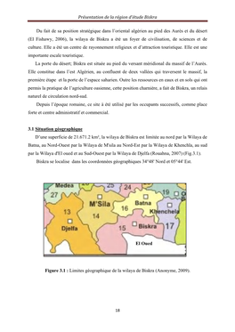 Présentation De La Région D'étude Biskra