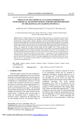 Impacts of Two Tropical Cyclones Experiencing Extratropical Transition During Northward Progression on the Rainfall of Liaodong Peninsula