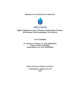 Digital Application Usage to Manage Family Business Finances in Kelurahan North Kembangan, West Jakarta