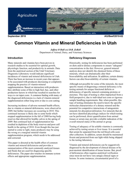 Common Vitamin and Mineral Deficiencies in Utah