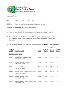 Price Change Bulletin