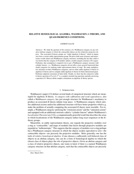 Relative Homological Algebra, Waldhausen K-Theory, and Quasi-Frobenius Conditions