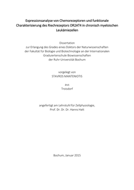 Expressionsanalyse Von Chemorezeptoren Und Funktionale Charakterisierung Des Riechrezeptors OR2AT4 in Chronisch Myeloischen Leukämiezellen