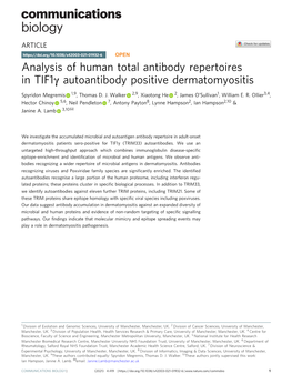 Analysis of Human Total Antibody Repertoires in TIF1Î³ Autoantibody