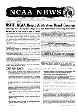 The NCAA NEWS Below Prints the Complete Text of The