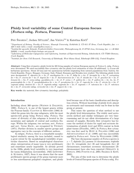 Ploidy Level Variability of Some Central European Fescues (Festuca Subg