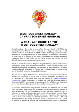 West Somerset Railway – Camra (Somerset Branch) A