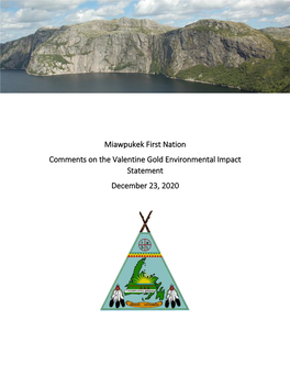 Miawpukek First Nation Comments on the Valentine Gold Environmental Impact Statement