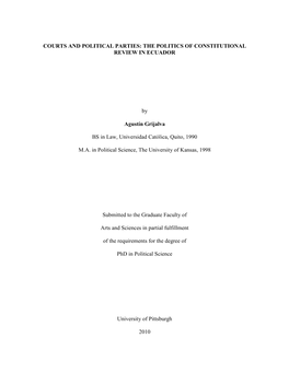 Courts and Political Parties: the Politics of Constitutional Review in Ecuador