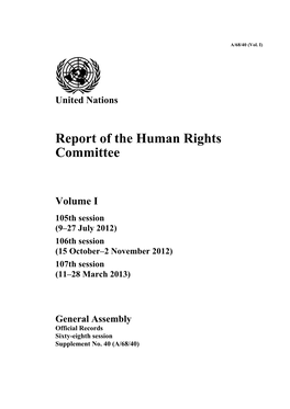 Report of the Human Rights Committee