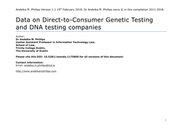 Data on Direct-To-Consumer Genetic Testing and DNA Testing Companies