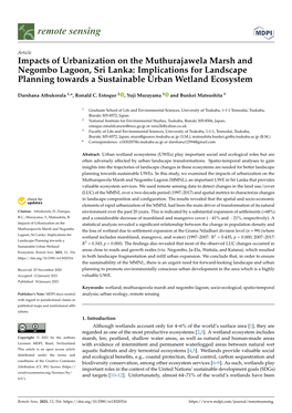 Impacts of Urbanization on the Muthurajawela Marsh and Negombo Lagoon, Sri Lanka: Implications for Landscape Planning Towards a Sustainable Urban Wetland Ecosystem