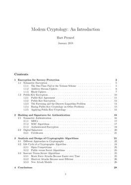 Modern Cryptology: an Introduction