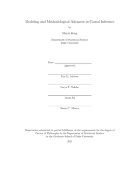 Modeling and Methodological Advances in Causal Inference by Shuxi Zeng