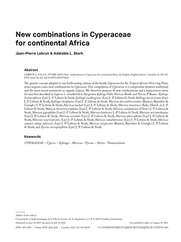 New Combinations in Cyperaceae for Continental Africa