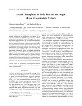 Sexual Dimorphism in Body Size and the Origin of Sex-Determination Systems