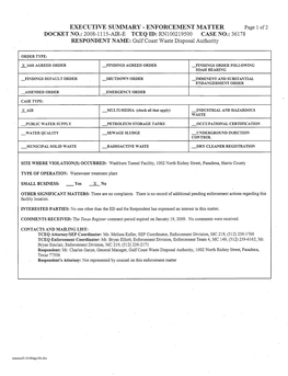 2008-1115-AIR-E TCEQ ID: RN100219500 CASE NO.: 36178 RESPONDENT NAME: Gulf Coast Waste Disposal Authority