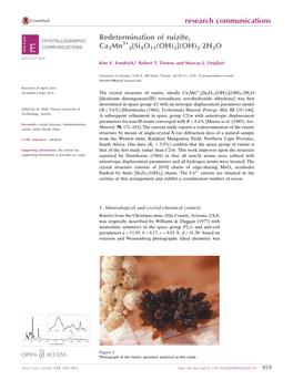 Redetermination of Ruizite, Ca2mn3+2