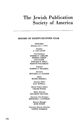 Report of the Jewish Publication Society of America (1976)