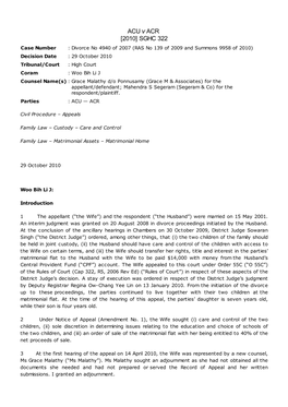 ACU V ACR [2010] SGHC