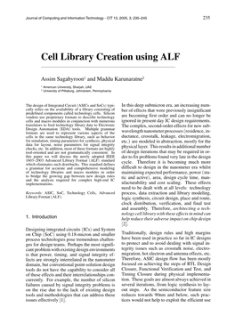 Cell Library Creation Using ALF