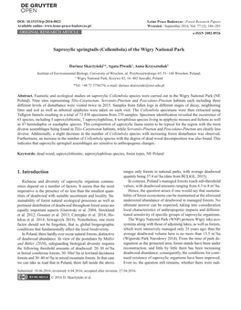 Saproxylic Springtails (Collembola) of the Wigry National Park