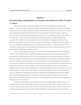 Appendix J. Fluvial Hydrology of Regulated Rivers in the Range of the Southwestern Willow Flycatcher A