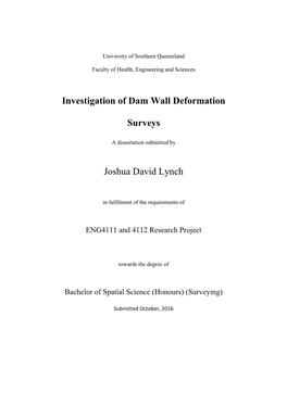 Investigation of Dam Wall Deformation Surveys Joshua David Lynch