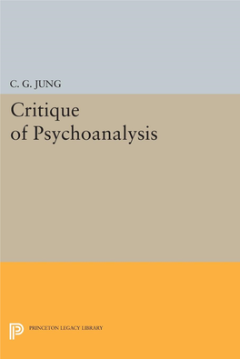 Critique of Psychoanalysis Cg Jung