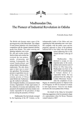 Madhusudan Das, the Pioneer of Industrial Revolution in Odisha